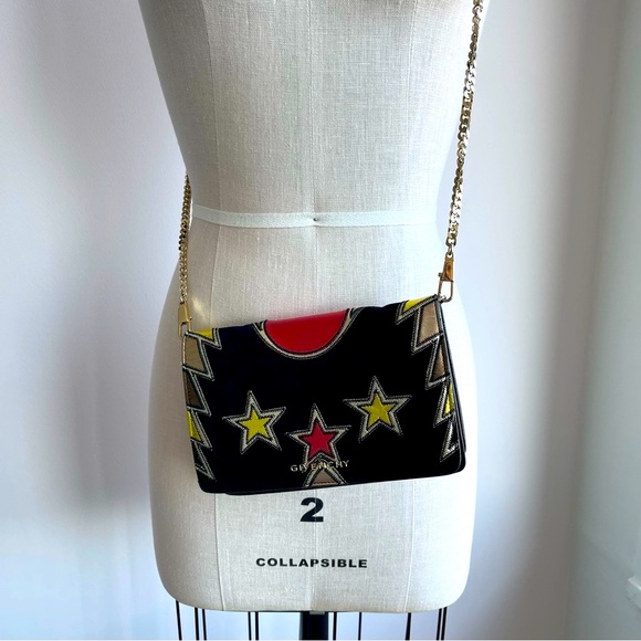 Givenchy black suede clutch / bag with gold chain - Picture 1 of 7